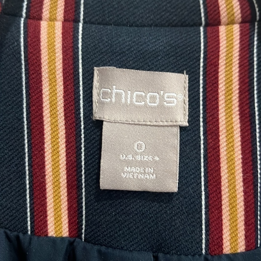 Chicos Jacket  Womens 0 Small Navy Stripe Ponte Single Hidden Closure  Business - Picture 4 of 11